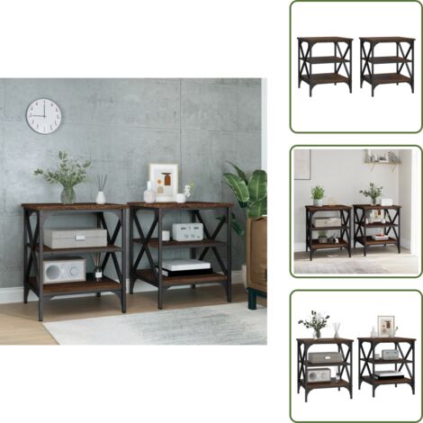 Madera roble - vidaXL Mesas auxiliares 2 uds madera color marrón roble 40x42x50 cm - Mesa industrial