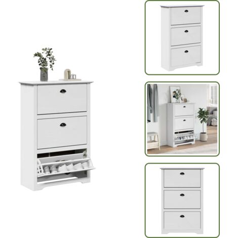Madera tecnológica - vidaXL Zapatero BODO blanco 80x35x118 cm - Estante decorativo