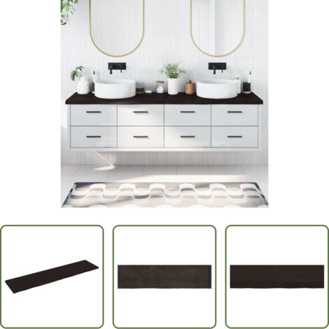 Madera tratada -  Encimera de baño madera tratada marrón oscuro 200x50x(2-4) cm