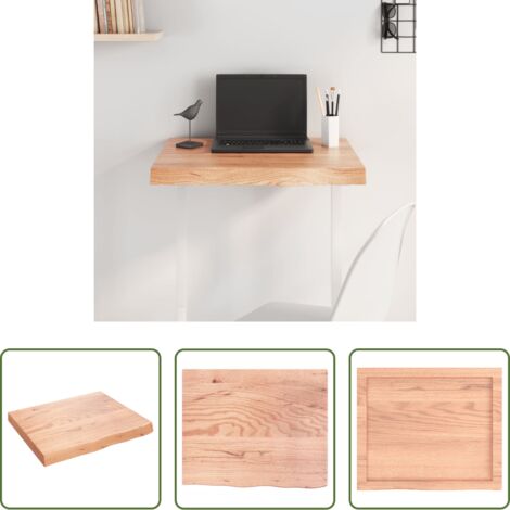 Madera tratada -  Tablero mesa madera roble tratada marrón claro 60x50x(2-6) cm