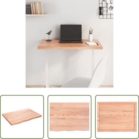 Madera tratada -  Tablero mesa madera roble tratada marrón claro 80x60x(2-4) cm