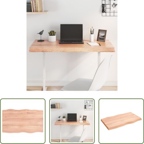Madera tratada -  Tablero mesa madera tratada borde natural marrón 100x60x(2-6)cm