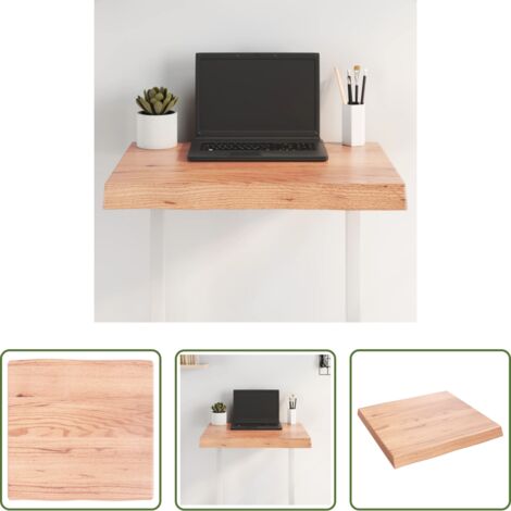 Madera tratada -  Tablero mesa madera tratada borde natural marrón 60x60x(2-6) cm