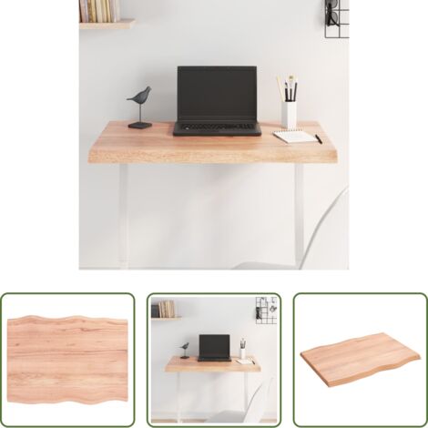 Madera tratada -  Tablero mesa madera tratada borde natural marrón 80x60x(2-4) cm