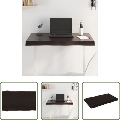 Madera tratada -  Tablero mesa madera tratada borde vivo marrón 80x50x(2-6) cm