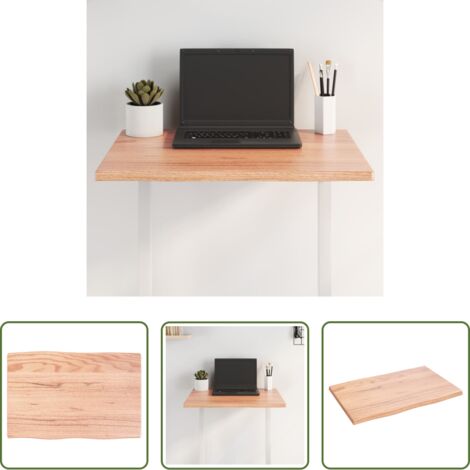 Madera tratada -  Tablero mesa madera tratada roble borde natural 60x40x2 cm