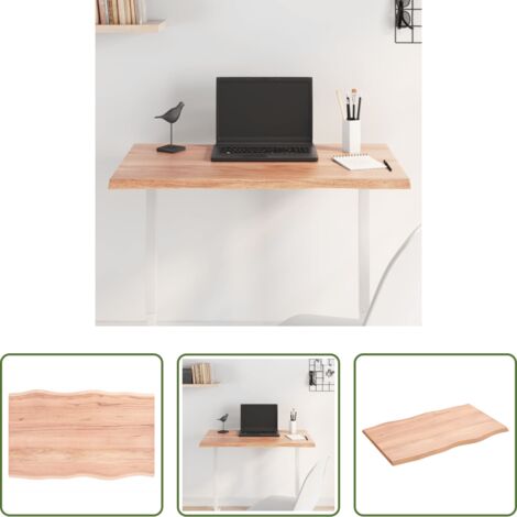 Madera tratada -  Tablero mesa madera tratada roble borde natural 80x50x2 cm