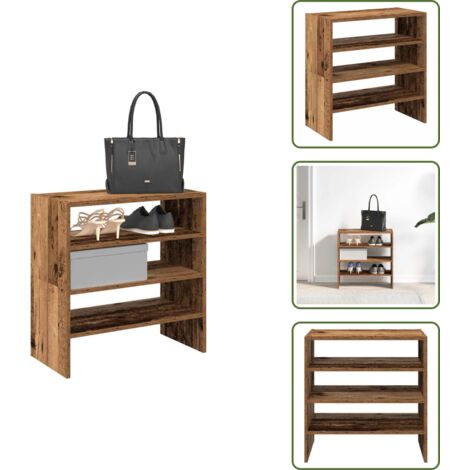 Madera - vidaXL Zapateros 2 uds apilables madera vieja 60x30x30,5 cm - Madera envejecida