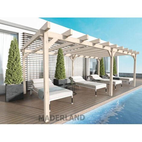 MADERLAND Pergola en bois autoportante - modèle MARSEILLE - 600 x 500 cm