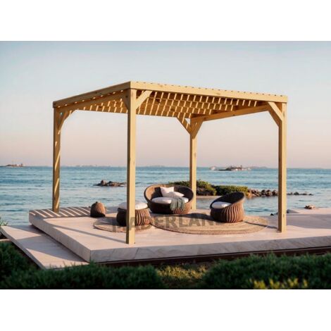 MADERLAND Pergola en bois autoportante - modèle TOULOUSE - 300 x 300 cm