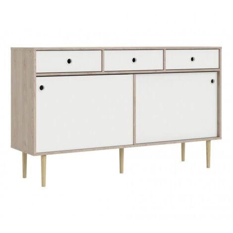 Madia 147x40 cm bianco opaco e rovere chiaro - Siena