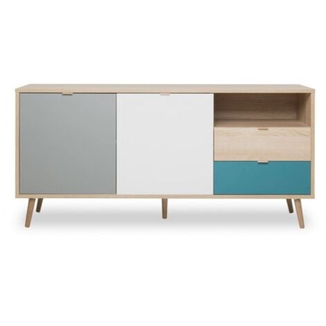 Madia 150x40 cm multicolore con due ante e due cassetti - Fondi