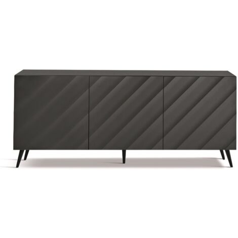 Madia 180 cm in legno Antracite 3 ante e 5 piedini - KALLA