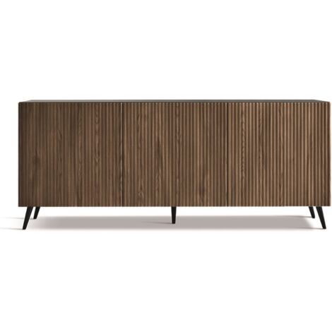 Madia 180 cm in legno Antracite e Teak 3 ante con 5 piedini - RONDA