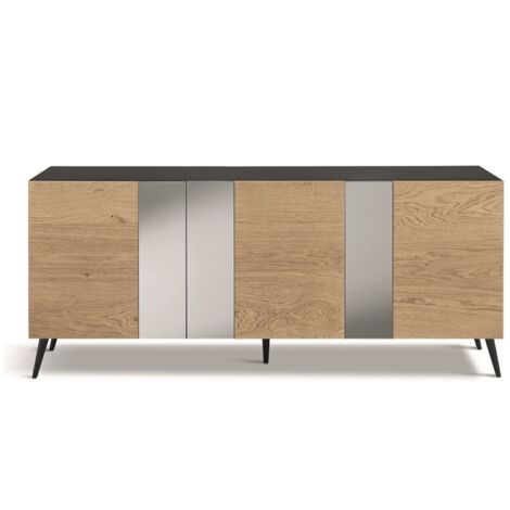 Madia 180 cm in legno Rovere 3 ante con specchio 5 piedini - ROMEO