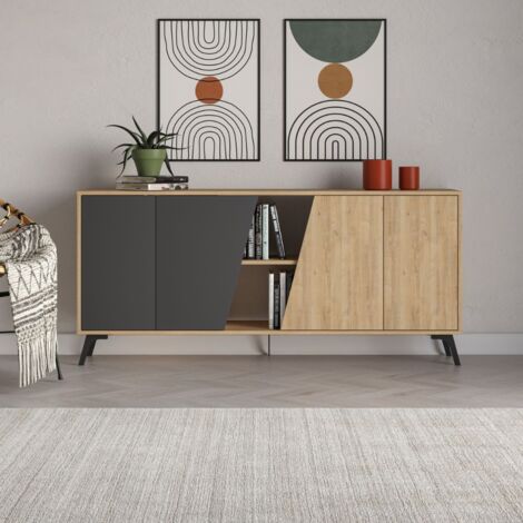 Madia 180 x 35.6 cm rovere e antracite