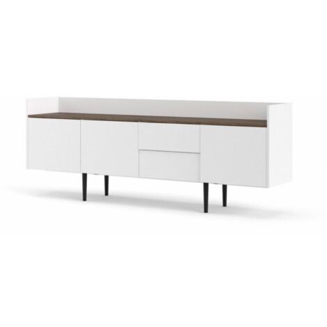 Madia 195 x 40 cm bianco opaco e noce - Bolzano