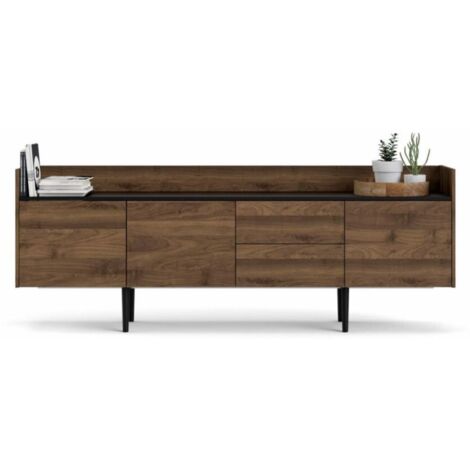 Madia 195 x 40 cm nero opaco e noce - Acerno