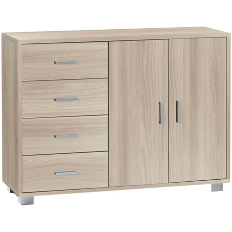 Madia 2 Ante 4 Cassetti 116x86x41 cm Olmo Chiaro