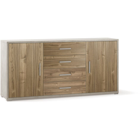 Madia 2 Ante 4 Cassetti 174x84x41 cm Ossido Bianco/Noce Stelvio