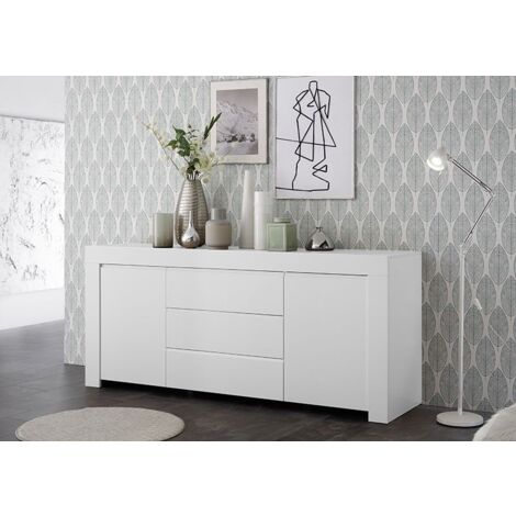 Madia 2 ante e 3 cassetti linea Clear in Bianco Opaco