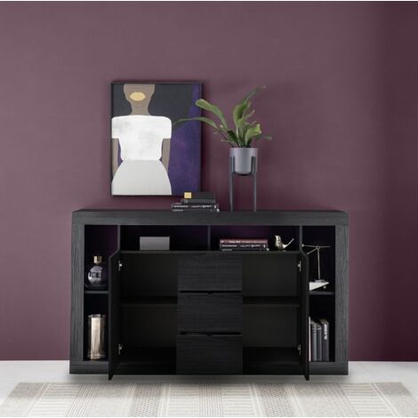 Madia 2 ante e 3 cassetti linea Verona finitura Nero Frassinato