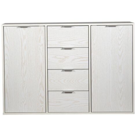 madia 2 ante e 4 cassetti bellahome "kristy" bianco venato 116x35x80 cm