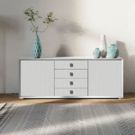 Madia 2 ante e 4 cassetti linea Tilt in finitura bianco frassino