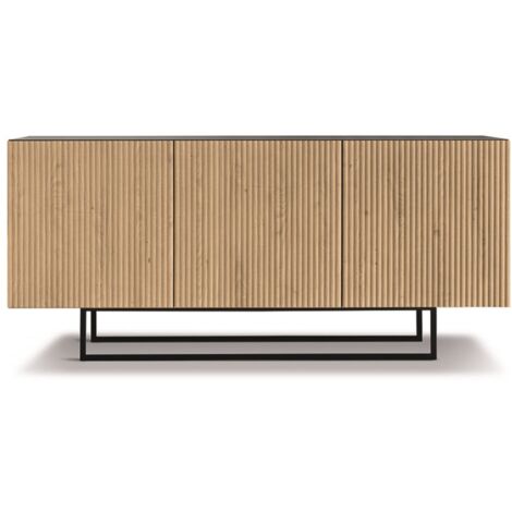 Madia 3 ante in legno 180 cm Antracite e Rovere piedini sagomati - RONDA