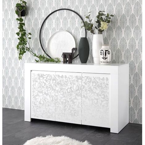 Madia 3 ante linea Clear Fancy in Bianco Opaco serigrafata FLOWER
