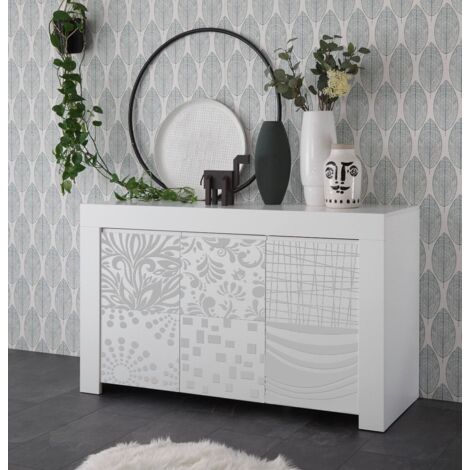 Madia 3 ante linea Clear Fancy in Bianco Opaco serigrafata INDIA