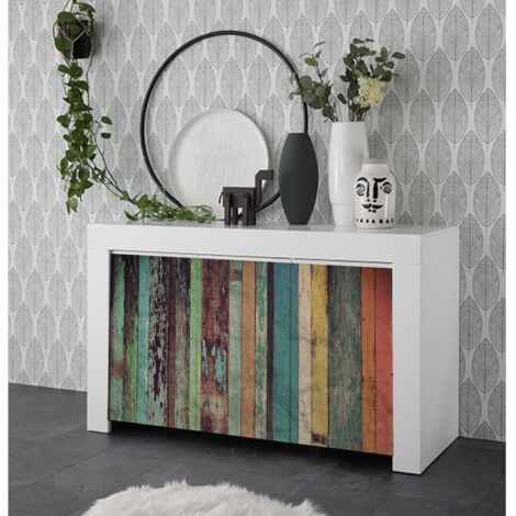 Madia 3 ante linea Clear Fancy in Bianco Opaco serigrafata WOOD