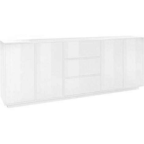 Madia 4 ante 2 cassetti per Soggiorno Moderna 220,1x41,4x86cm - ENIGMA - Colore: bianco laccato