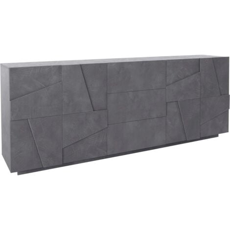 Madia 4 ante 3 cassetti per Soggiorno Moderna 224,1x44,2x86cm - PULSE - Colore: ardesia