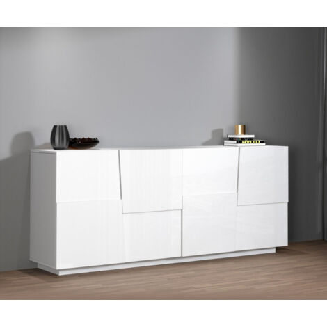 Madia 4 ante battenti linea Rombo in finitura Bianco Lucido