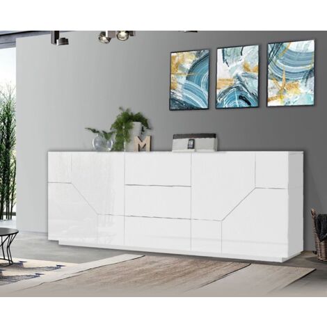 Madia 4 ante e 3 cassetti linea Galassia in finitura Bianco Lucido