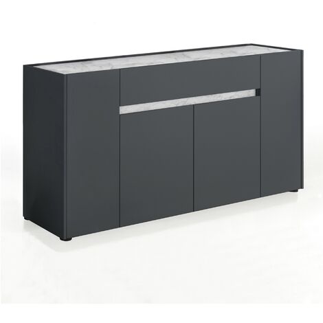 Madia 4 ante effetto legno grigia cm. H.85 x L.172 x P.39,5