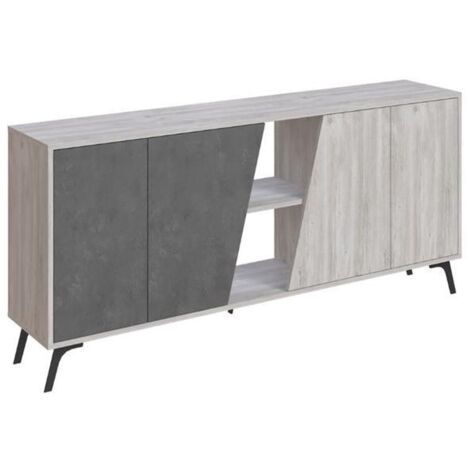 Madia 4 ante Fiona 180x35,6x82H colore bianco vintage e cemento