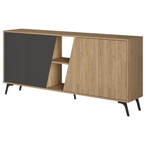 Madia 4 ante Fiona 180x35,6x82H colore rovere e antracite