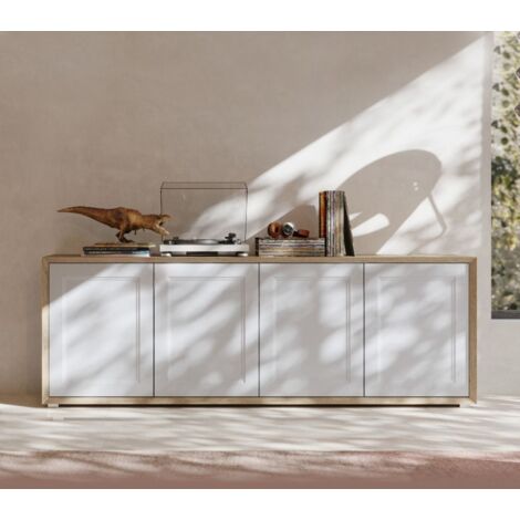 Madia 4 ante linea Tilt CLASSIC in finitura Bianco opaco e Rovere Nodato