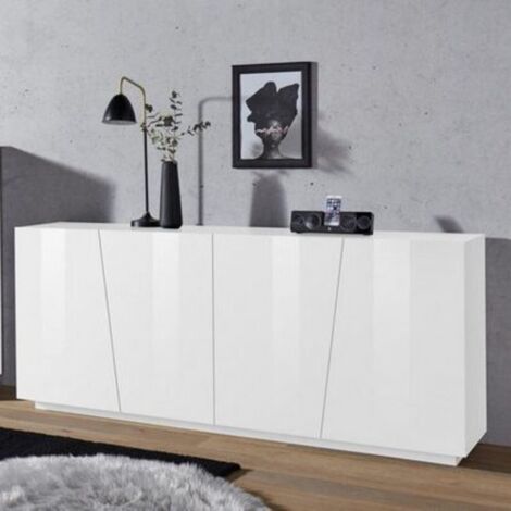 Madia 4 ante linea Virgola finitura Bianco Lucido