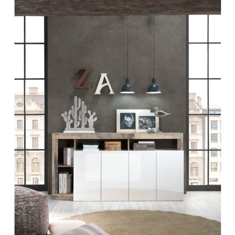 Madia 4 ante Mogol 184x42x93H colore bianco lucido pero