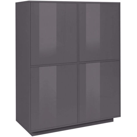 Madia 4 ante per Soggiorno Moderna 100,1x41,4x126cm - ENIGMA - Colore: antracite laccato