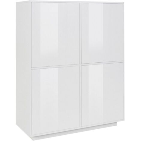 Madia 4 ante per Soggiorno Moderna 100,1x41,4x126cm - ENIGMA - Colore: bianco laccato