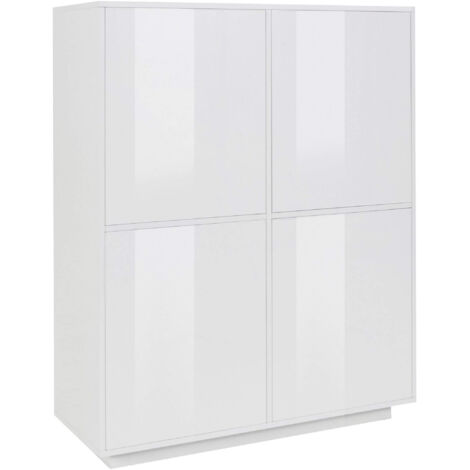 Madia 4 ante per Soggiorno Moderna 100,1x41,4x126cm - ENIGMA - Colore: bianco laccato