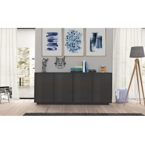 Madia 4 ante per Soggiorno Moderna 180,1x41,4x86cm - ENIGMA - Colore: antracite laccato