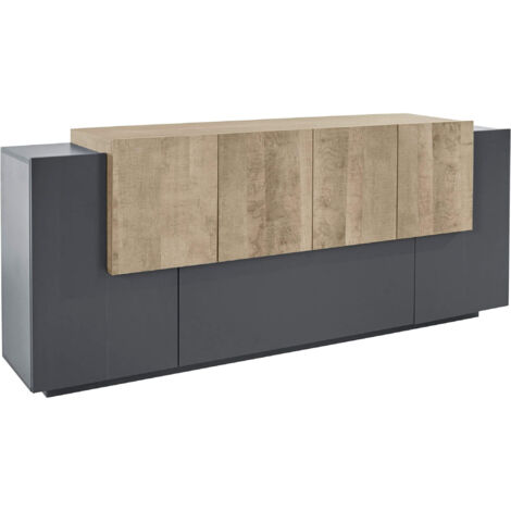 Madia 7 ante per Soggiorno Moderna 200x40/45x86cm - ZENITH - Colore: Antracite