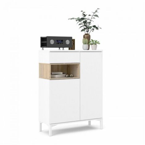 Madia 89 x 119 h cm blanc mat et chêne - Fidenza