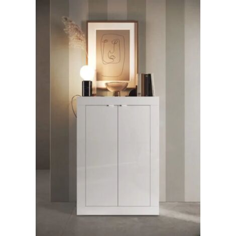 ZENZERO SHOP Madia alta moderna da ingresso Bianca lucida, Made in Italy