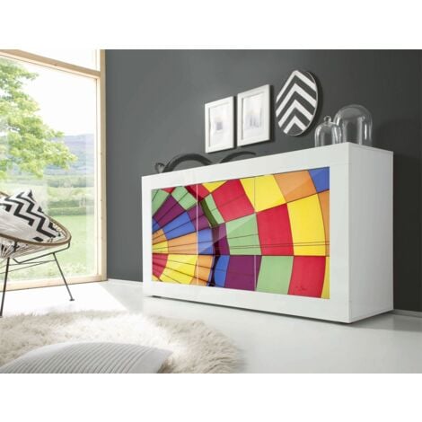 Madia Color Linea Fancy finitura Bianco lucido con Serigrafia